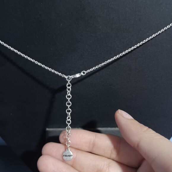 STELLA & DOT Silver-Toned Blue Bead Necklace, 16" - Picture 2 of 2